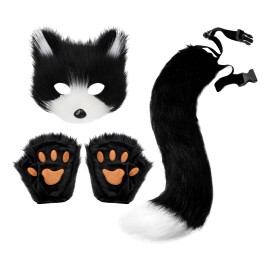 Set De Máscara, Guantes Y Cola De Gato, Máscara De Therian