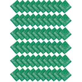 Unittype 60 Pieces Paisley Bandanas Bulk Multi Purpose Cowboy Bandanas Novelty Headband Handkerchief for Women Men Costume (Green)