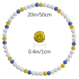 Ice Collection Necklace 20 Inch Adjustable Elastic Cord Baseball Bling Necklace Glitter Rhinestone Ball Necklace Inspired Sports Jewelry Athlete Necklace Baseball Player Necklace（White-Yellow-Blue）