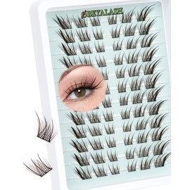 Obeyalash Brown Lashes Cluster Fox Eye Individual Eyelashes Natural Look Cat Eye Lashes C Curl Thin Band Wispy Eyelashes 6-15mm DIY Eyelash Extensions (Zk26)