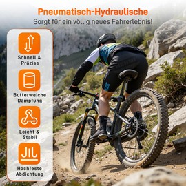 HENMI Canotto reggisella per bicicletta, regolabile in altezza, con regolazione manuale e ammortizzazione, per MTB, Gravel & E-MTBB, include 2 manicotti distanziatori (diametro 27,2 mm, 30,9 mm, 31,6