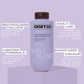 Osmo Daily Blonde Silverising Conditioner 400ml | Sulphate Free Silverising Hair Toner Neutralises Yellow Warmth in Highlighted or Bleached Shades, Vegan Formula