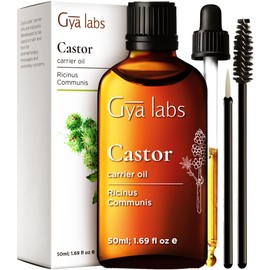 Gya Labs Organic Castor Oil for Hair Growth, Eyebrows and Eyelashes - Increase Volume of Hair, Eyelashes and Brows - 100% Pure, Natural Cold Pressed and Hexane Free Carrier Oil - 50ml