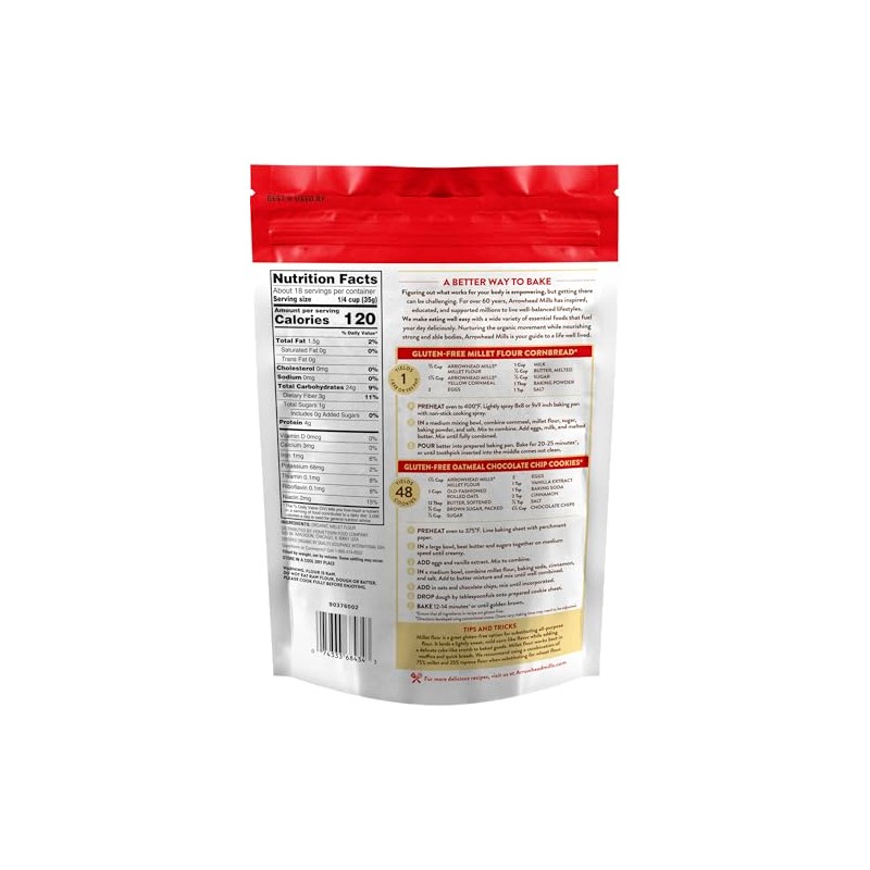 Arrowhead Mills Organic Gluten Free Millet Flour, 23 oz Bag