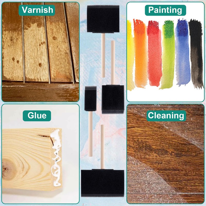 Pndeyo 4pcs 4 Sizes Foam Paint Brushes, Sponge Paintbrushes with