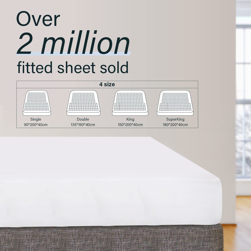 LuxClub Super King Fitted Sheet, with 45cm Deep Pocket Extra