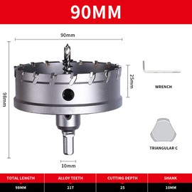 Carbide Hole Cutter Drill Bits,LAIWEI Heavy Duty Hole Saw for Stainless Steel,Metal,Cast Iron, Copper 3-9/16"(90mm)