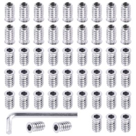 Swpeet 50Pcs 1/4" - 20 x 20mm White Zinc Plated Carbon Steel Carbon Furniture Screw in Nut Threaded Wood Inserts Threaded Inserts Bolt Fastener Connector Hex Socket (1/4" - 20 x 20mm)