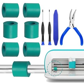Juego de 10 rodillos de goma de repuesto para Cricut Joy, juego de rodillos de goma de repuesto para Cricut Joy, accesorios completos de reparación con todas las herramientas, kits de reparación completos