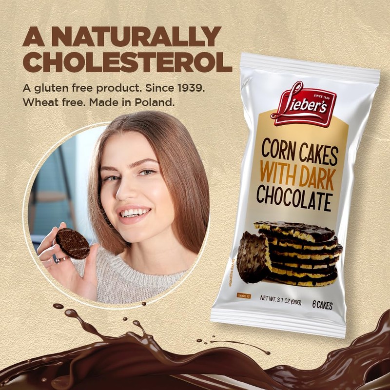 LEIBERS Dark Chocolate Coated Corn Cakes Snack pack – 6