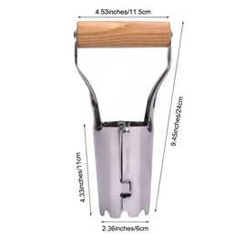 Bulb Planter Tool, 4 Inches Depth Mark Hand Bulb Planter, Non-Bending Stainless Steel Bulb Planter Digger, Garden Bulb Transplanter with Comfortable Grip Wooden Handle for Tulip and Daffodils