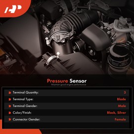 A-Premium Fuel Rail Pressure Sensor [3 Blades] Compatible with Hyundai Elantra, Santa Fe, Accent II(LC), Tucson, Getz(TB), H-1/Starex, Matrix(FC), Trajet(FO), CRDI