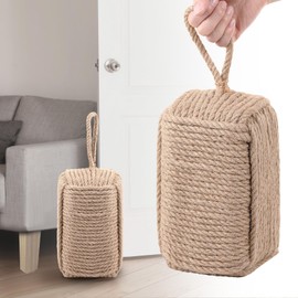 Morningro 2 Pcs Rope Door Stop Decorative Door Stop with Handle 8.8lb Square Heavy Weighted Stoppers for Outdoor Inside Window Home to Keep Open New Home Gift Bookend 4.72 ''d x 8.66''h