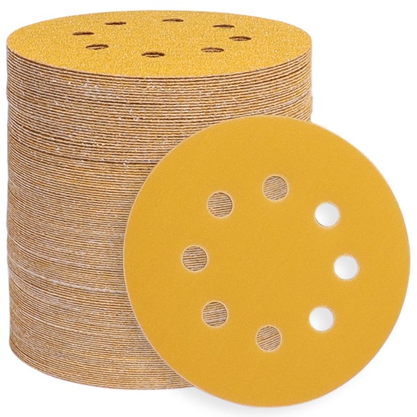 HWXINIE Sanding Disc, 4.9 inches (125 mm) #600 Round Sander Paper, 80 Sheets, Magic Type, Disc Paper, 8 Holes, Sandpaper for Electric Sander, Metal Polishing, Woodworking, DIY Work, Car Polishing