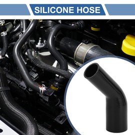X AUTOHAUX 1 Pcs 45-60mm/1.77-2.36" ID 120mm/4.72" Length 45 Degrees Black Car Silicone Hose Coolant Hose Universal