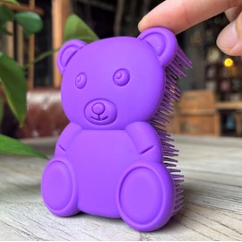 Premium Sensory Brush for Kids or Autism,Soft Silicone Body Scrubber,2 in 1 Sensory Room Occupational Therapy Sensory Brushes,Silicone Loofah,Pet Shower Brush Bath Brush Shampoo Brush(bear-purple)