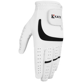 Katx Men's Full Finger Golf Glove Durable Premium Leather Left Hand Right All Weather Spann Glove Stratus Tech Golf Glove Non Slip Flexible Golfing (L, Left)