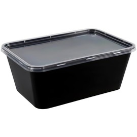 Bluesky Versatile Rectangle Containers-(Pack of 10) -Perfect for Meal Prep & Storage, 34 oz, Black