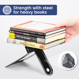 HappyHapi Book Ends, Non-Skid Metal Bookend Supports for Shelves, Heavy Duty Book End, Office Book Stopper, 6 x 5 x 6 Inches, 14 Pieces / 7 Pairs (Black)