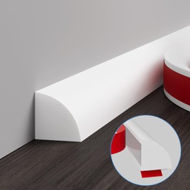Jaspond Flexible Quarter Round Molding, Self-Adhesive Rubber Trim Molding, Peel and Stick Quarter Round Trim Bendable Molding Trim for Floor, Bathrooms, Kitchens, Countertops
