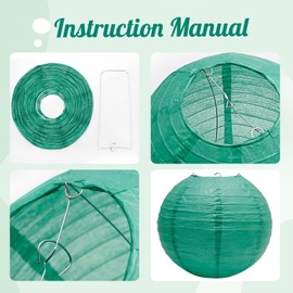 ZUDKSUY 12 Green Party Paper Lanterns Party Decorations Green Lanterns Hanging Paper Lanterns Indoor Outdoor Football Theme Birthday Baby Party Graduation Ceremony Wedding