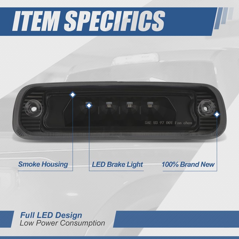 Auto Dynasty LED 3rd Third Brake Light Compatible with 1997-2001