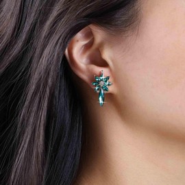 Aneneiceera Boho Emerald Stud Earrings Green Gemstone Wing Earrings Vintage Green Emerald Earrings Green Crystal Cluster Earrings Jewellery for Women (Green A), Zinc