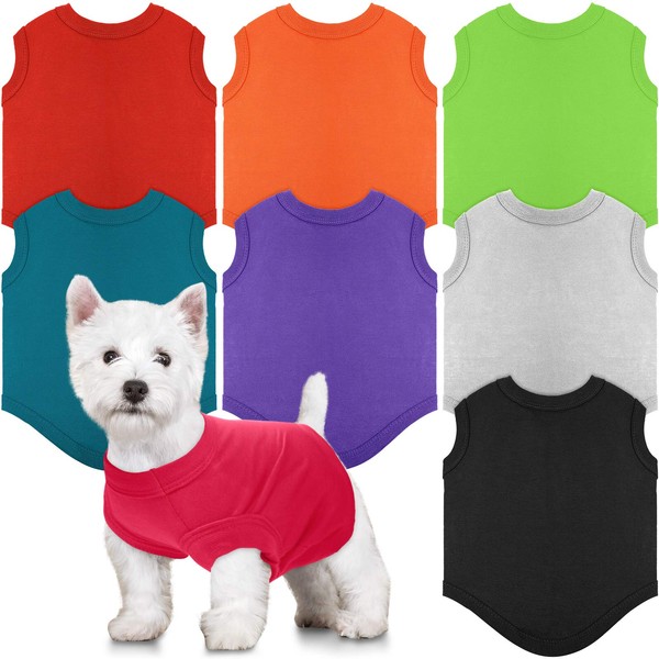 8 Pieces Dog Shirts Pet Puppy Blank Clothes Summer Soft Dog T-Shirt Breathable Dog Plain Shirts Cotton Puppy Clothes Outfit for Most Dogs Cats Puppy Pet (M)