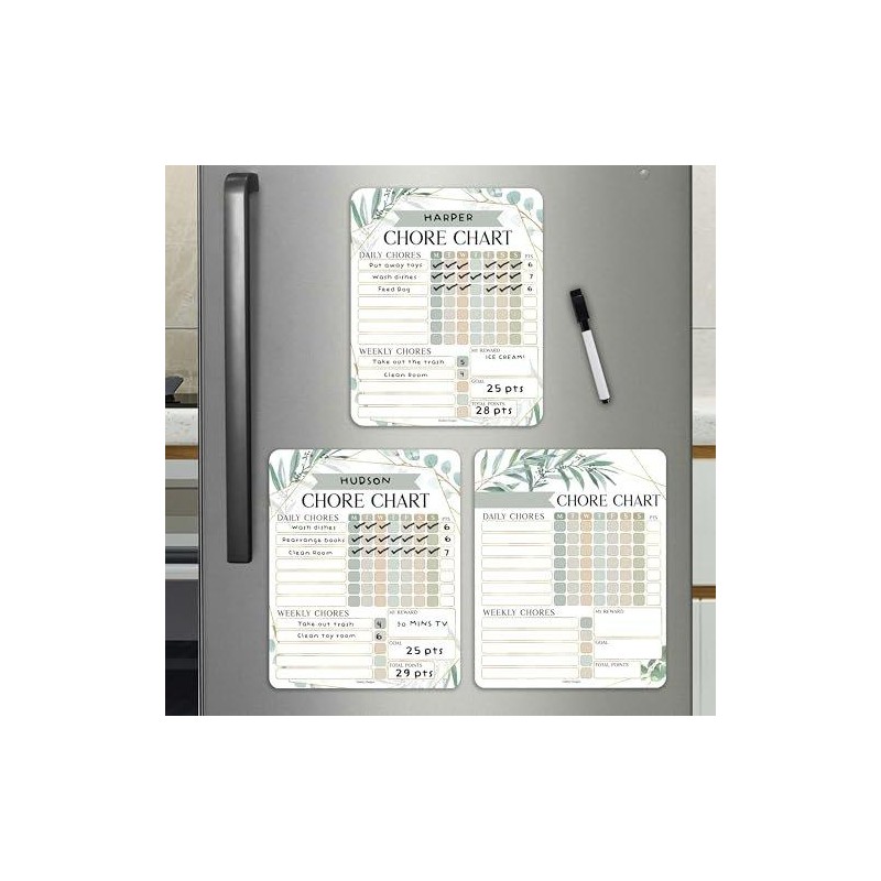 Hadley Designs Chore Charts Set of 3 for Multiple Kids:_Boho