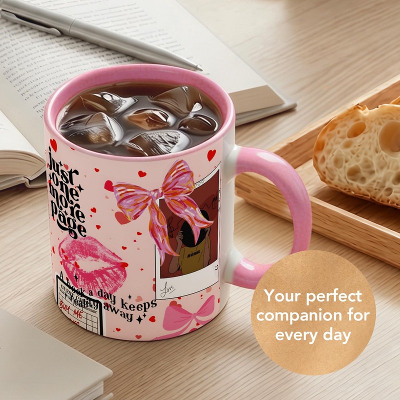 Pink Just One More Page Reading Coffee Cup for Women