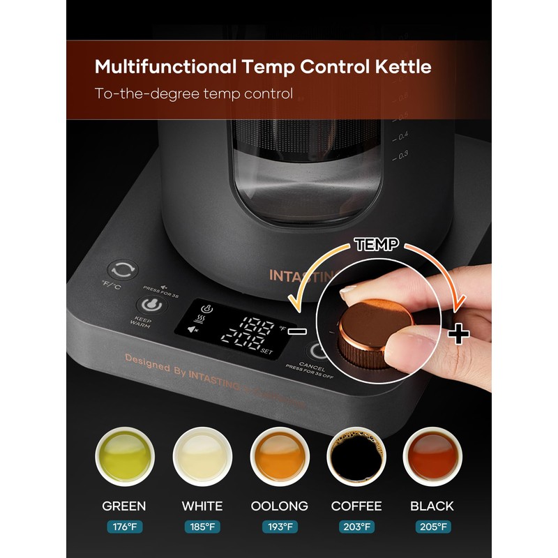 Electric Tea Kettle, INTASTING Glass Electric Kettle with tea Infuser