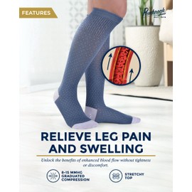 Pembrook Bamboo Viscose Light Compression Socks - 3 Pairs | 8-15 mmHg Light Compression Socks for Women and Men | Navy, Light Blue, Light Grey Polkadots | Mens & Womens Light Compression Socks