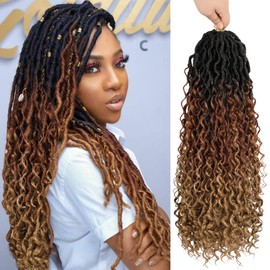 22 Inch 7 Packs Goddess Locs Crochet Hair Pre Looped River Locs Crochet Hair Boho Locs Curly Crochet Goddess Locs for Women (1B/30/27#)