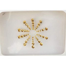 BX1 Gold Crystal Bindi Gem Stone Gold Bindi Tattoo Forehead Sticker Wedding Tikka Indian Fancy Party Arabian Face Gem Body Art