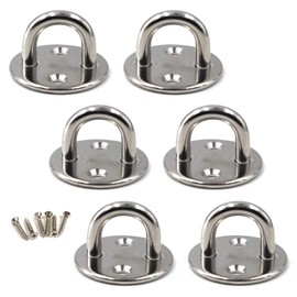 M6 Eye Plate 304 Stainless Steel Hook Wall Mounted Hook Pack of 6 (Screws Included)