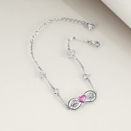 AOBOCO Sterling Silver Horse Infinity Love Bracelet, Horse Jewellery Birthday Gifts for Girls Women Daughter Horse Lover (Pink)