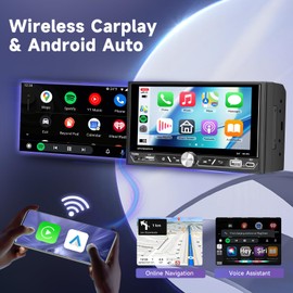 VECHTEL Car Radio 2 DIN with Wireless Carplay Android Car, 6.8 Inch IPS HD Touchscreen Car Radio Support Bluetooth 5.2 FM/AM/RDS Radio Type-C/2USB/AUX MirrorLink Reversing Camera Remote Control