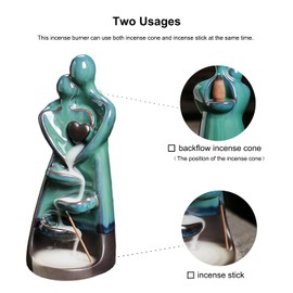 TRYKOJOTIC Ceramic Incense Holder, Creative Incense Waterfall Ornament, Backflow Incense Burner with 20 Cones + 30 Sticks, Zen Garden Yoga Meditation Home Decor