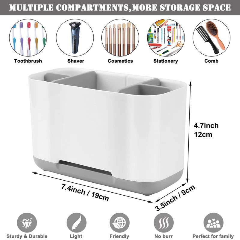 Toothbrush Holder with Anti-Slip,Plastic Detachable for Easy Cleaning Multi-Functional Storage,Large