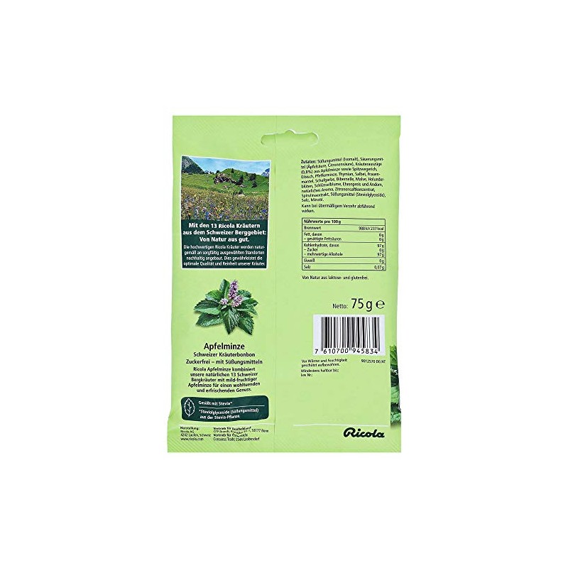 Apple Mint Sugar-Free Bags by RICOLA - 75g
