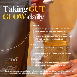 Bend Beauty Gut Glow | Daily Prebiotic Fiber Supplement Powder for Digestive Health & Gut Health | 4g to 6g of Soluble Fiber per Serving | 100% Organic, Vegan, Sugar Free Fiber | Unflavored