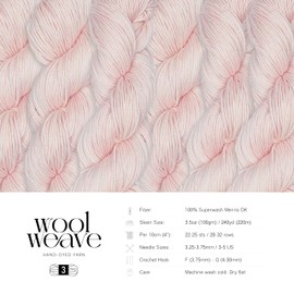 Superwash Merino Wool Yarn for Knitting & Crocheting Projects - Premium Hand Dyed Yarn, 100gr, 240 Yards Dk Weight Yarn - Luxurious, Soft & Durable Pink Yarn