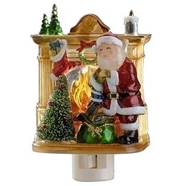 Roman 5.5 Inch Santa by Fireplace Night Light,Glass