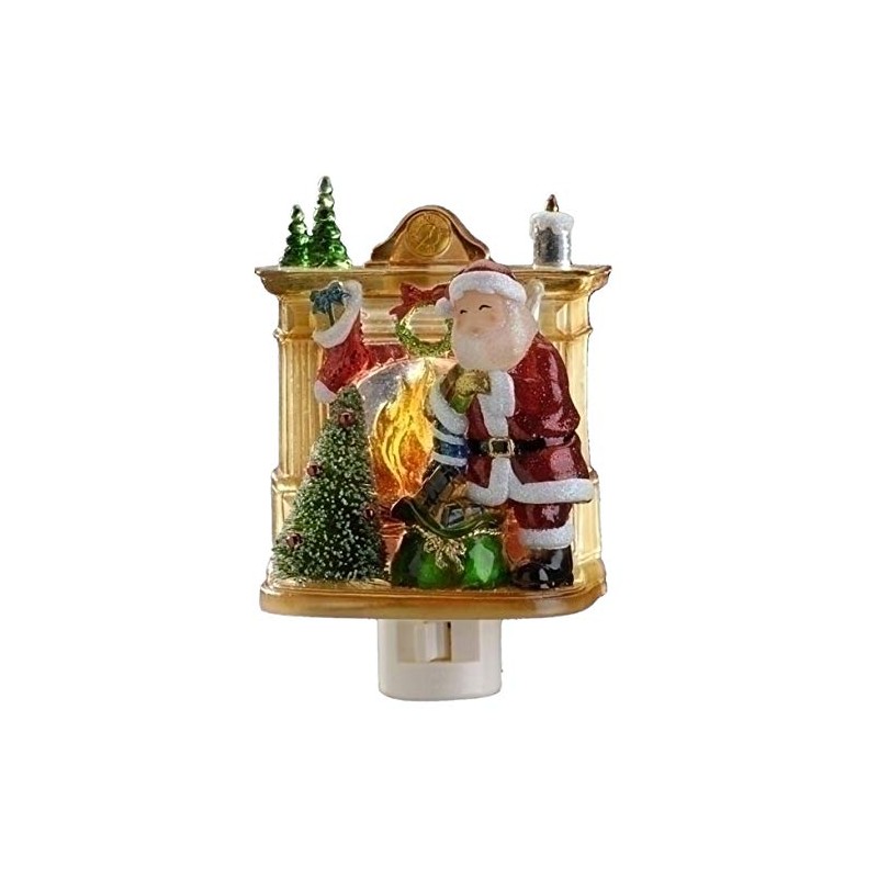 Roman 5.5 Inch Santa by Fireplace Night Light,Glass
