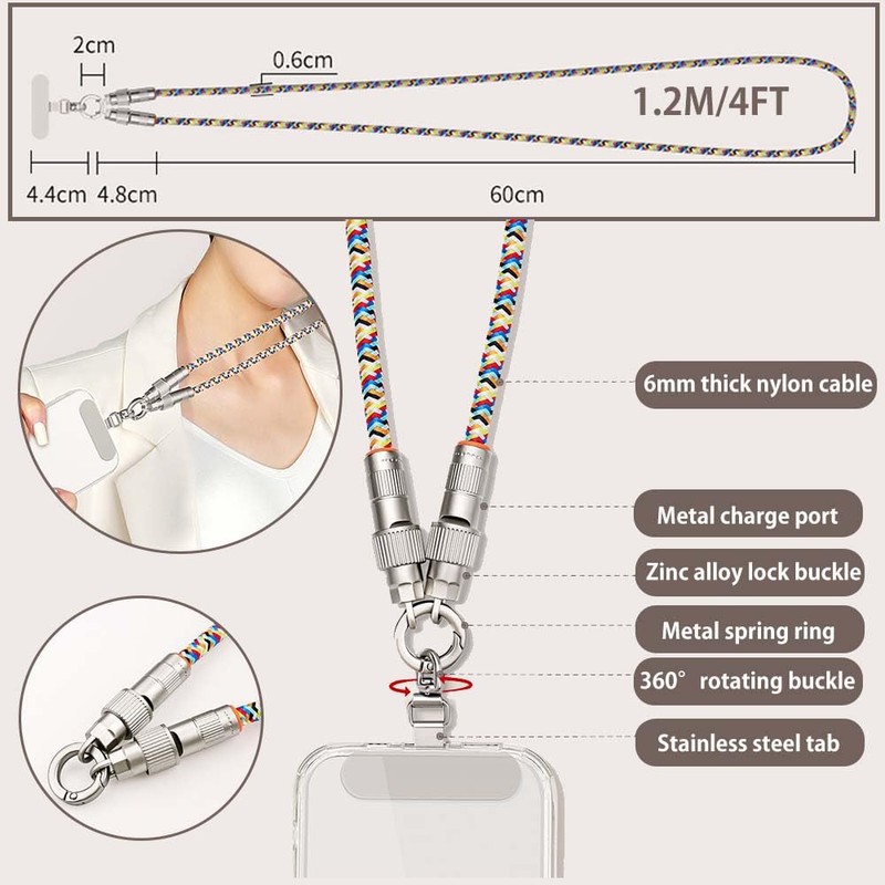 Turkalla Phone Lanyard Built-in USB-C to USB-C Fast Charging Cable,