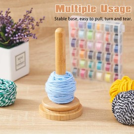 MisFun Wooden Wool Unwinder with Ball Bearings, Wool Ball Holder Yarn Holder, Wool Unwinder with for Knot-Free, Wooden Wool Holder Wool Rewinder, Crochet Knitting, Crafts Accessory