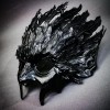 Masquerade Dark Raven Demon Masquerade Mask with Black Feather Crown