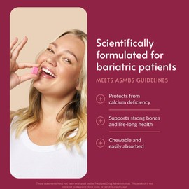 Bariatric Advantage Calcium Citrate Chewy Bites 500 mg - Highly Absorbable & Digestible - Vitamin D3 - Easily Chewable Calcium Supplement - Strawberry Flavor - 90 Count
