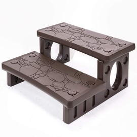 XtremepowerUS Universal Multi Purpose 2-Step Spa Hot Tub Pool Outdoor Indoor Camper RV Deck Steps Sided Step, Mocha