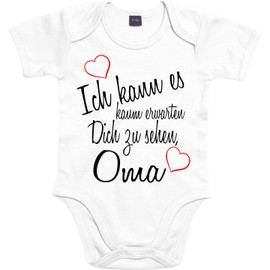 Mister Merchandise Baby Bodysuit with “I can barely wait to see you Mummy / Daddy / Grandma / Grandpa ”Text [German Language Product]